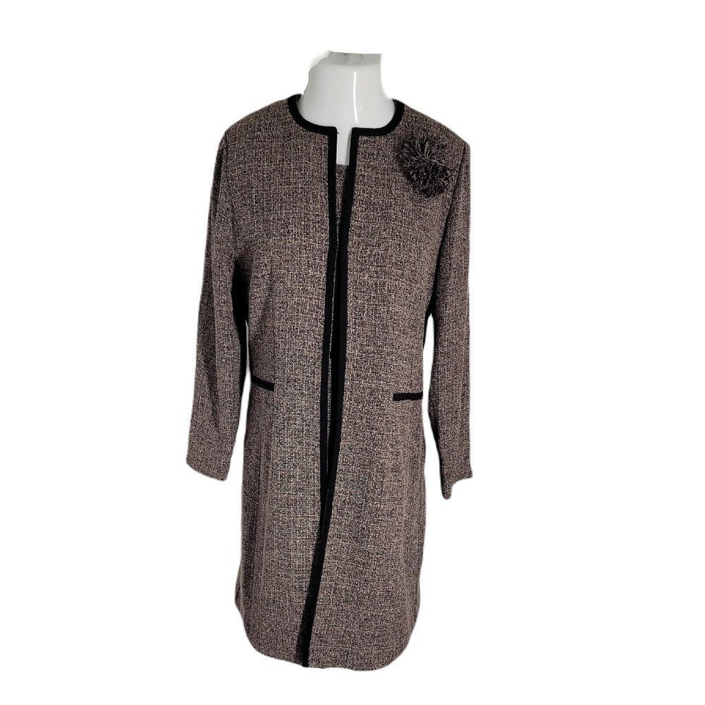 Danny & Nicole Classy Dress with Overcoat ~ Brown ~ Sz 10 ~ Lined ~ Knee Length
